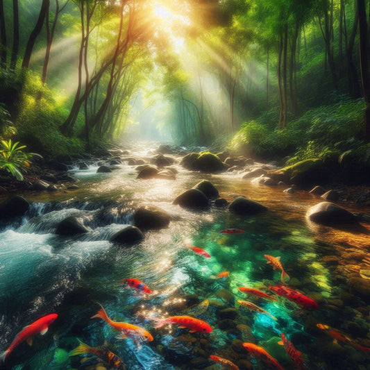 Bach Natur Ökosystem Fische Wald Bäume