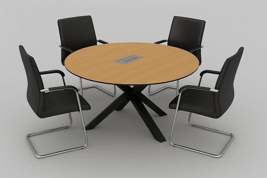 Konferenztisch Besprechungstisch rund oval Massivholz Holz Eiche