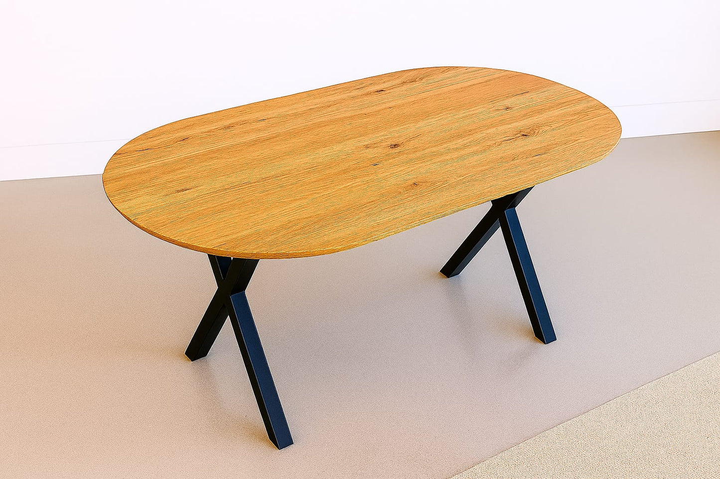 Ovaler Tisch Massivholz Eiche rund