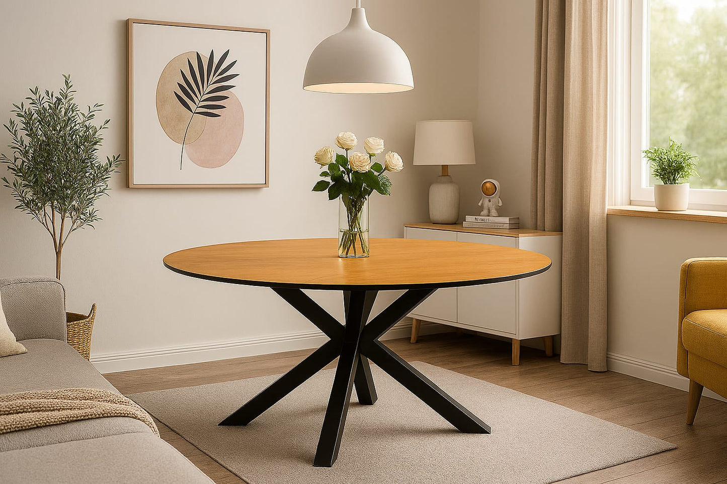 Runder Tisch Massivholz Eiche