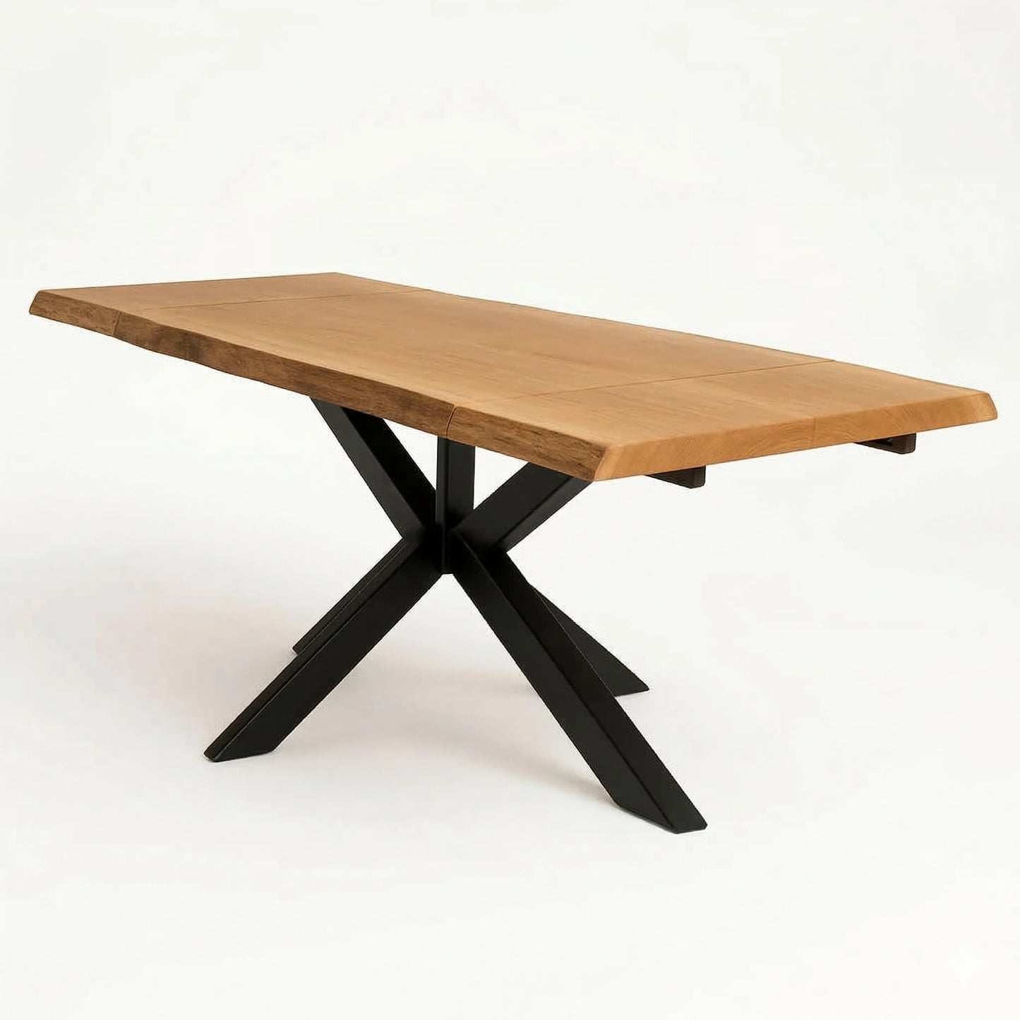 Esstisch mit Ansteckplatte aus Massivholz in Eiche Holztisch erweiterung Tischlängenerweiterung