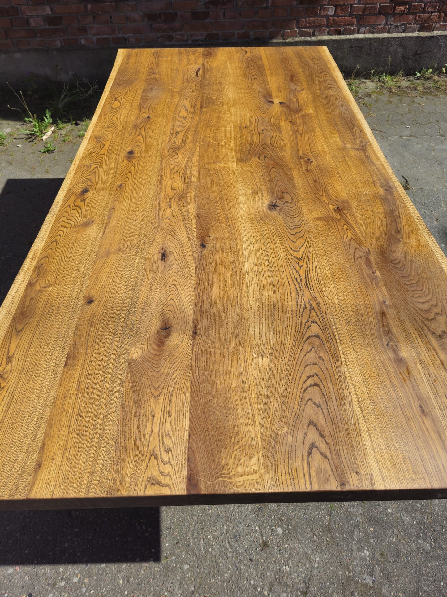 Eiche Tisch mit Baumkante Metall Massivholztisch Holz Massiv