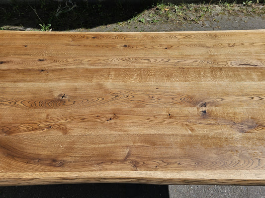 Solid oak tabletop made to measure, 5 cm thick with live edge