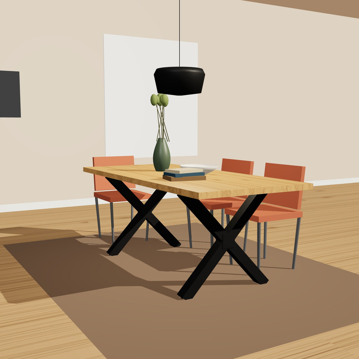 Kreuzgestell für Tisch 78 x 72,4 cm, Stahl schwarz – Großansicht 2
