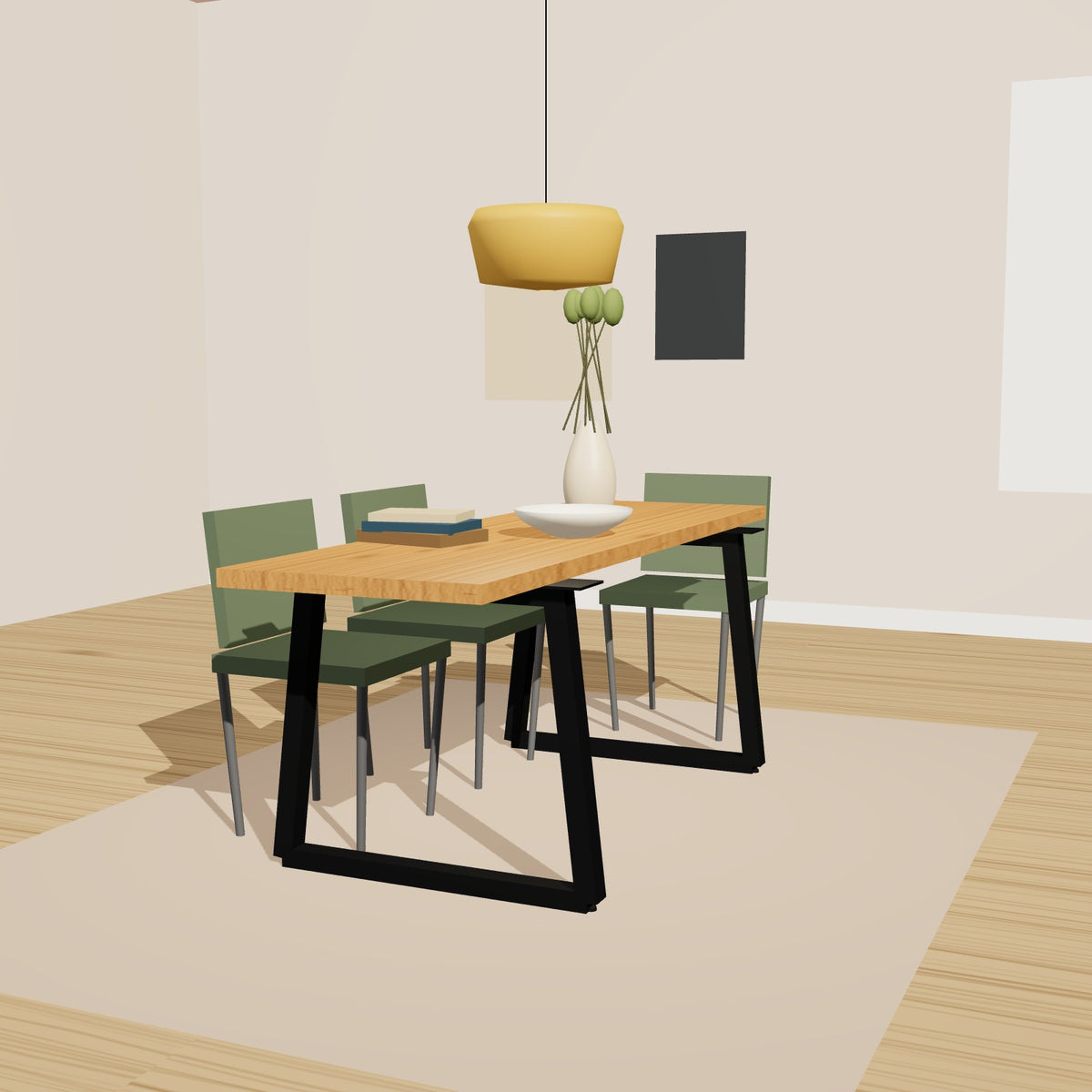 Trapez-Tischgestell 78 x 72 cm aus Stahl schwarz – Großansicht 2