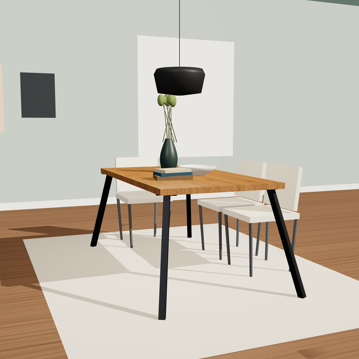 Vierkant-Tischbeine schräg, 4er-Set 72 cm, Stahl schwarz – Großansicht 2