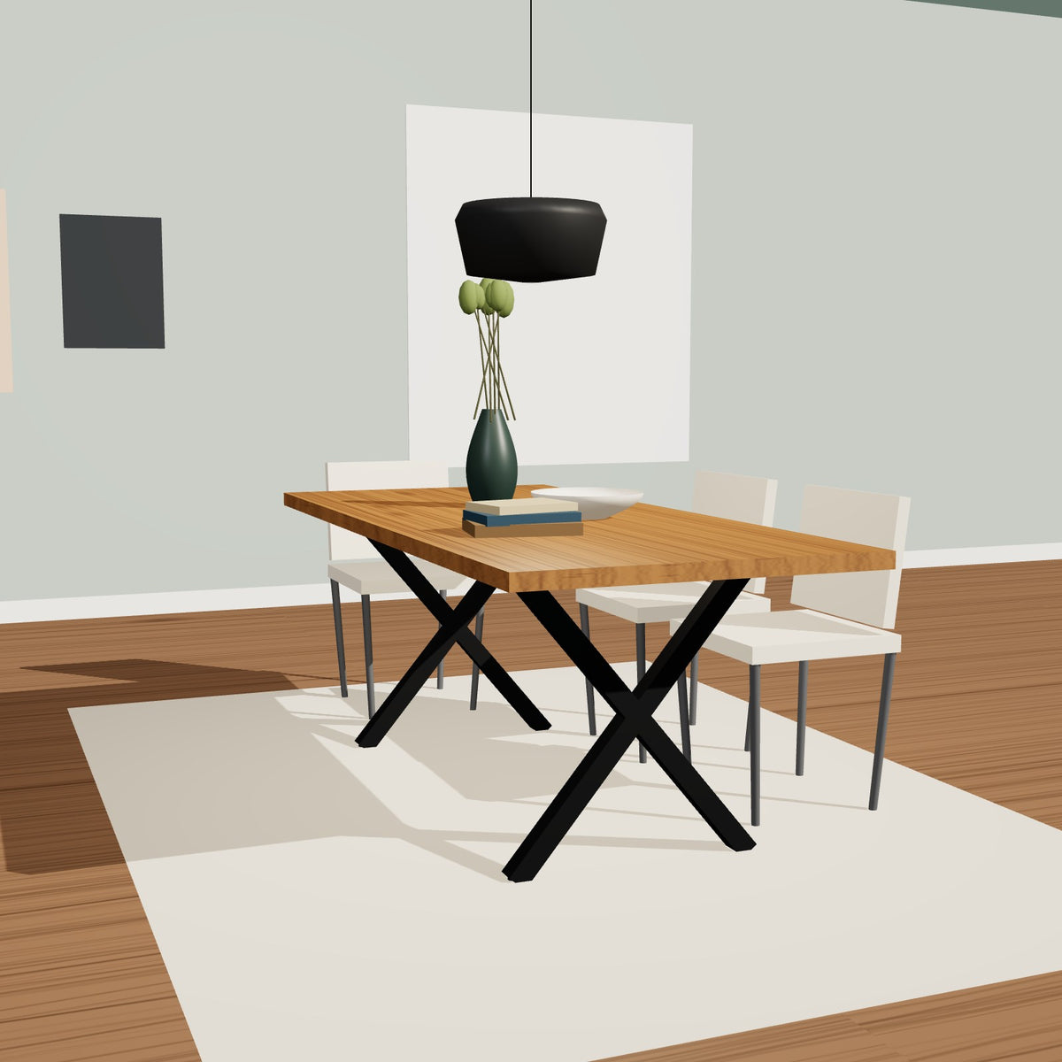 X-Beine für Tisch aus Stahl, schwarz, 78 x 72 cm – Großansicht 2