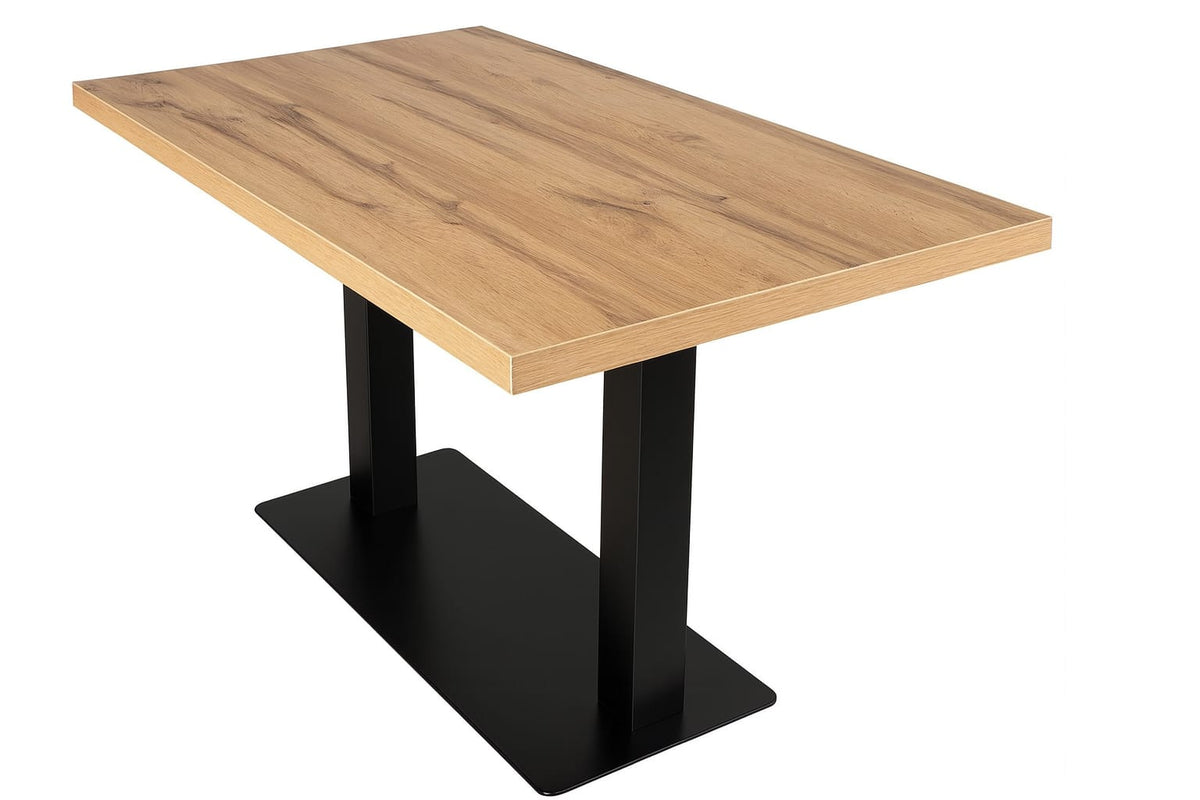 Gastro Tisch 120x80 cm Eiche massiv mit Edelstahl-Beinen – Großansicht 3