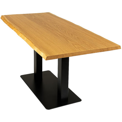 Gastro Tisch 120x80 cm Eiche massiv mit Edelstahl-Beinen – Vorschau 1