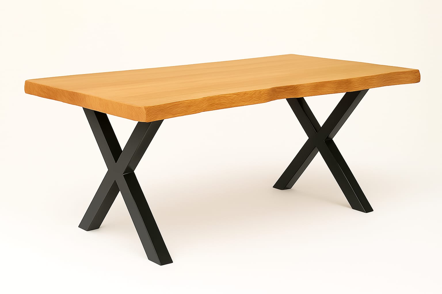 Baumkantentisch X-Beine Massivholz Eiche 