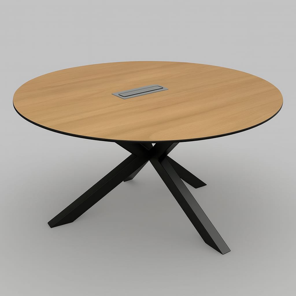 Konferenztisch Besprechungstisch rund Massivholz Eiche 