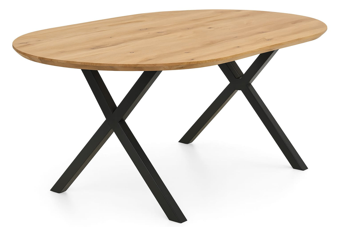 Ovaler Runder Esstisch X-Beine Massivholz Eiche