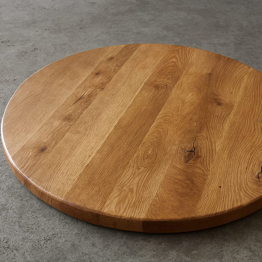 Tischplatte rund 80 cm aus Eiche massiv – Bistrotisch