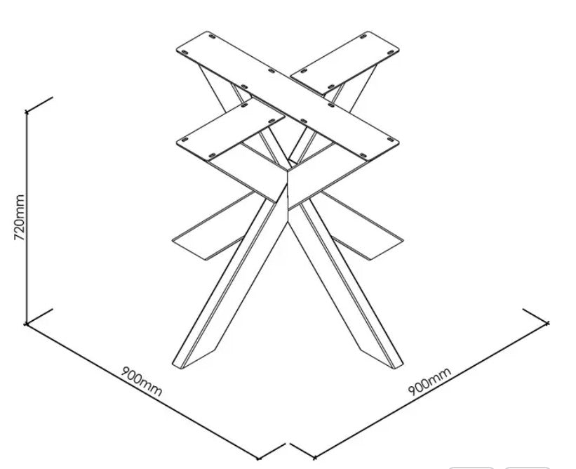 Tischgestell für runde tischplatte in 90 x 90 cm Durchmesser Tischbein Spider Stern Metall Schwarz
