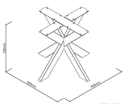 Tischgestell für runde tischplatte in 90 x 90 cm Durchmesser Tischbein Spider Stern Metall Schwarz