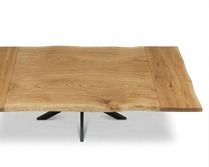 Baumkantentisch mit Ansteckplatte 220x100 cm – Eiche massiv