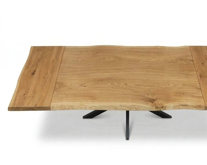 Baumkantentisch mit Ansteckplatte 180x110 cm – Eiche massiv
