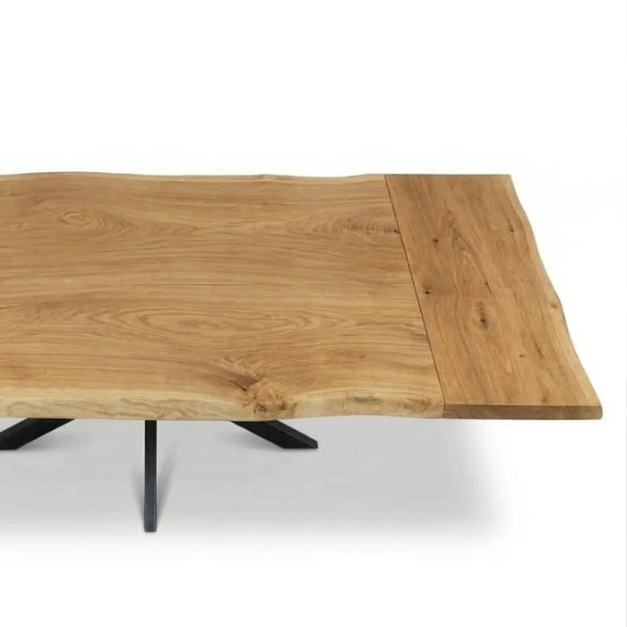 Baumkantentisch mit Ansteckplatte 200x110 cm – Eiche massiv