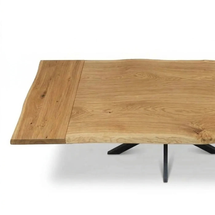 Baumkantentisch mit Ansteckplatte 160x90 cm – Eiche massiv