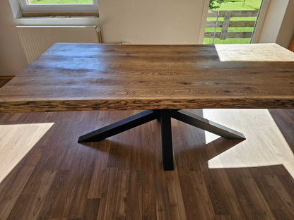 Eiche Tisch mit Baumkante mit Spider-Beinen Metall Massivholztisch Holz Massiv