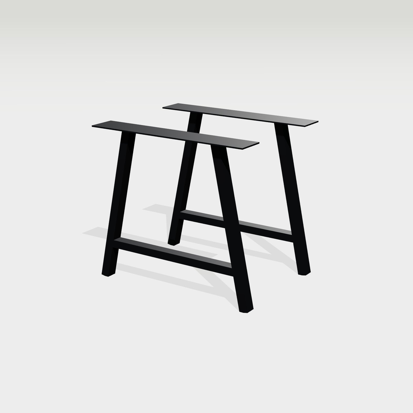 A-Gestell Tisch 78 x 72 cm aus Stahl schwarz mit Querstrebe – A-Gestell für Tisch aus schwarzem Stahl mit Querstrebe, Satz aus zwei Gestellen