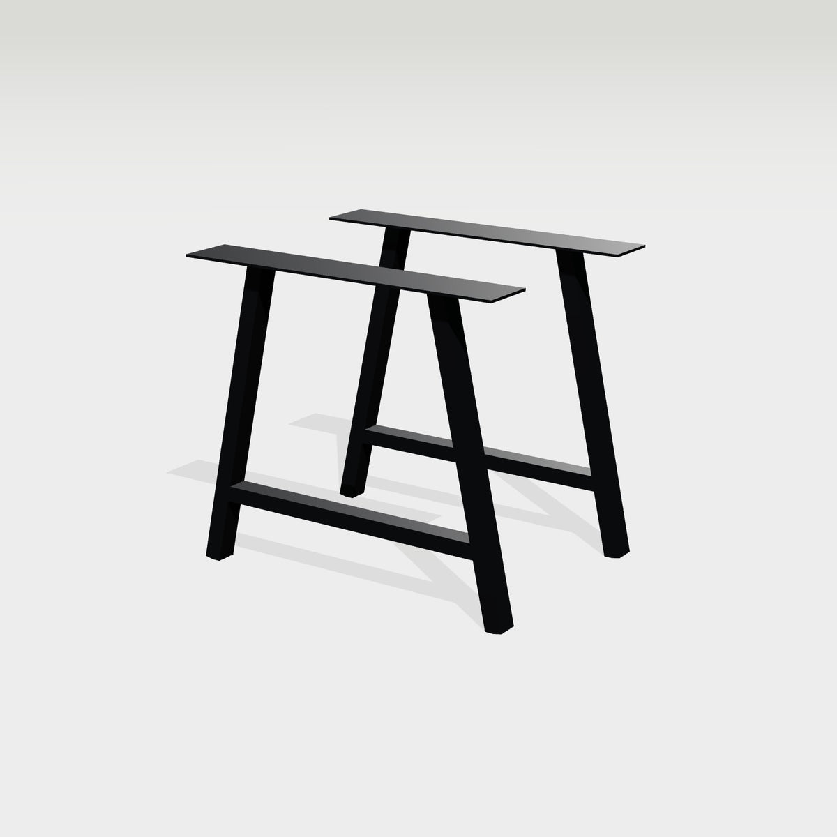 A-Gestell Tisch 78 x 72 cm aus Stahl schwarz mit Querstrebe – Großansicht 1