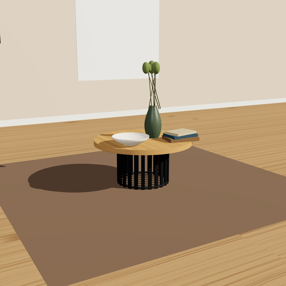 Couchtisch-Gestell rund mit Lamellen Ø 44 cm, 35 cm hoch, Stahl – Großansicht 2