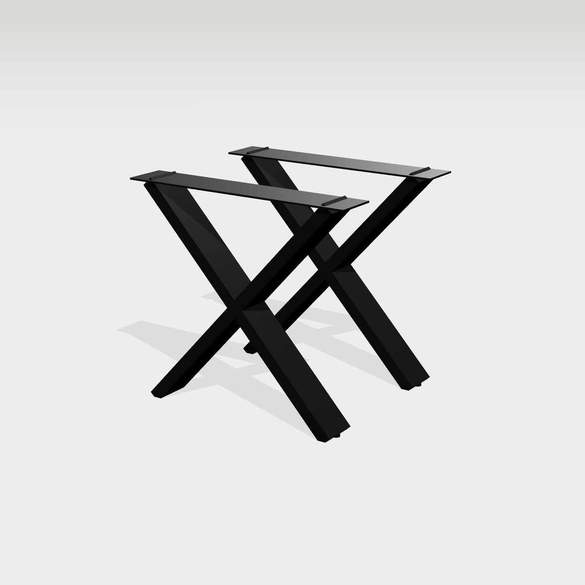 Doppel-X-Tischgestell 78 x 72 cm, 41 kg Stahl schwarz – Großansicht 1