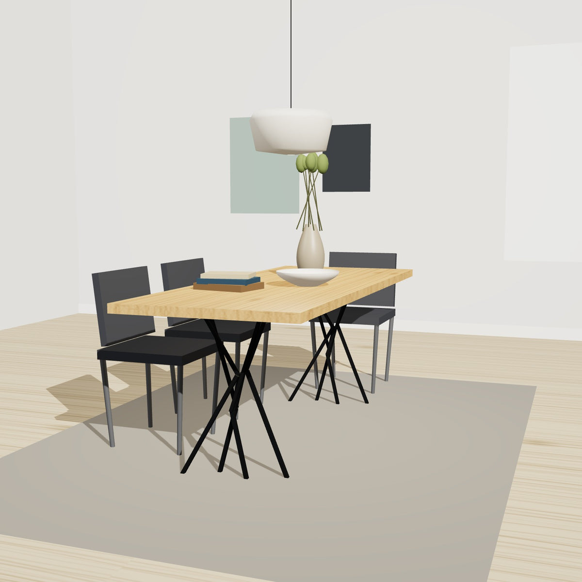 Filigranes Tischgestell geometrisch 52 x 72 cm, Stahl schwarz – Großansicht 2