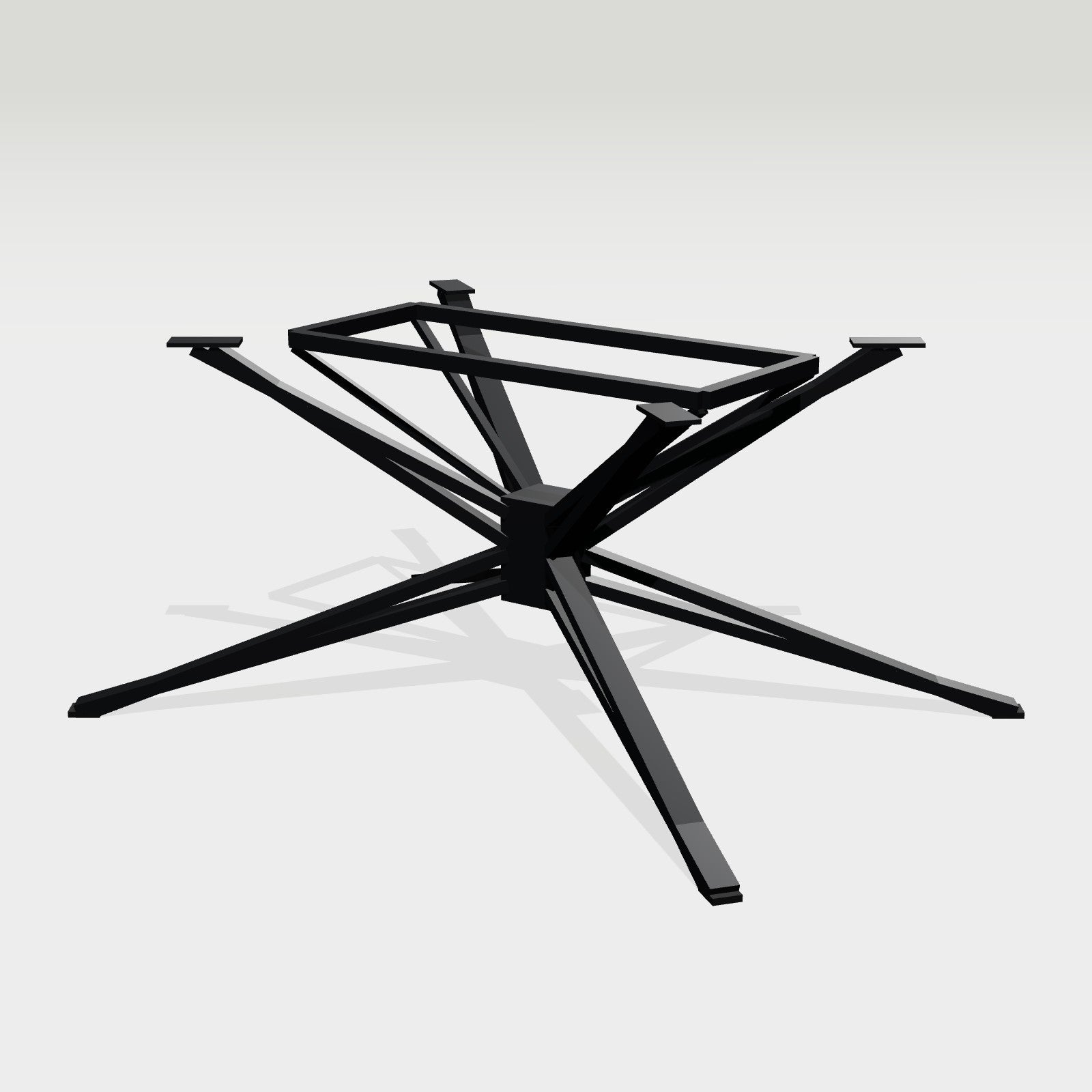 Großer Sternfuß für Esstisch 144 x 104 cm, Stahl schwarz – Großer Sternfuß für Esstisch aus schwarzem Metall mit Montagerahmen