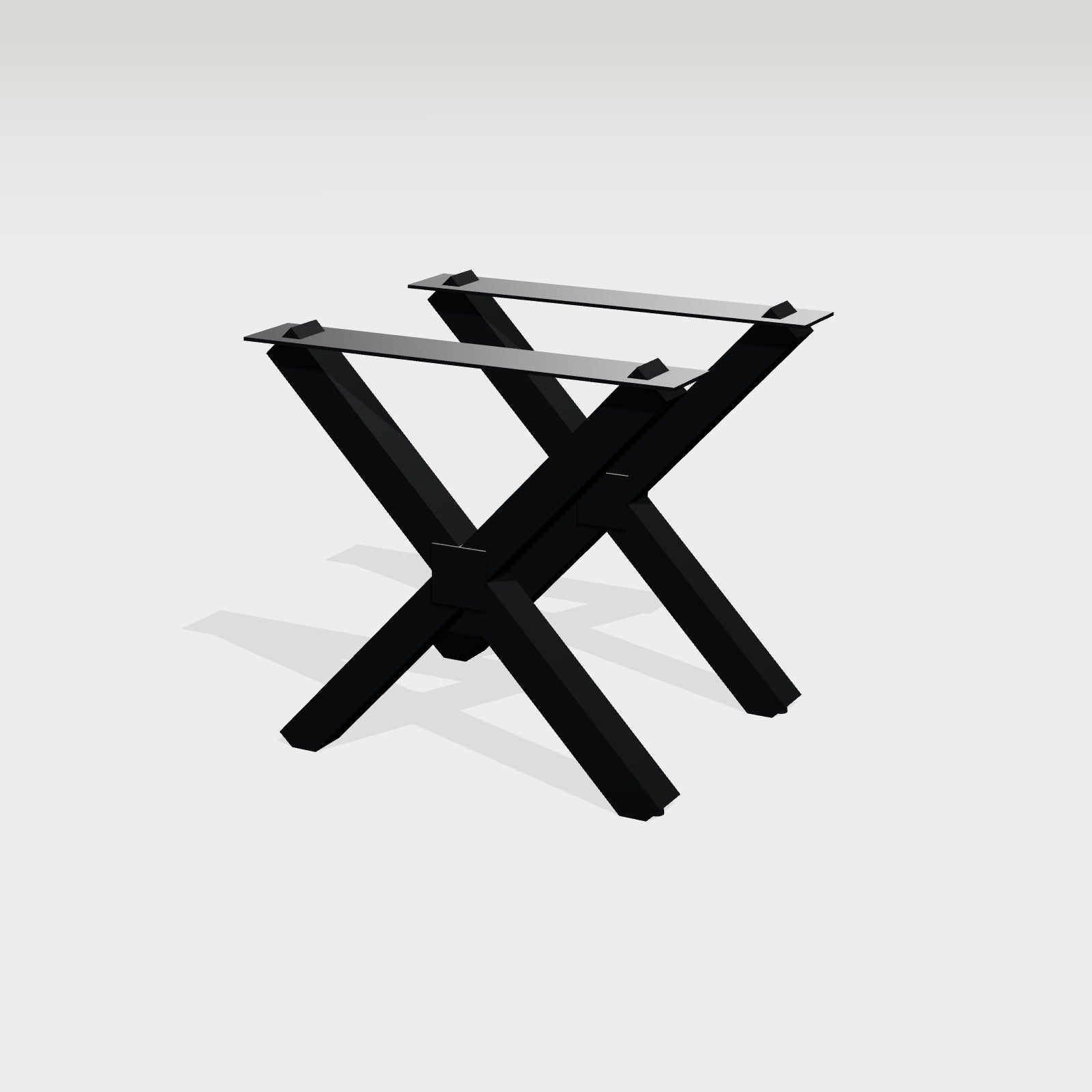 Kreuzgestell für Tisch 78 x 72,4 cm, Stahl schwarz – Kreuzgestell für Tisch aus schwarzem Stahl mit verstärkter Mitte