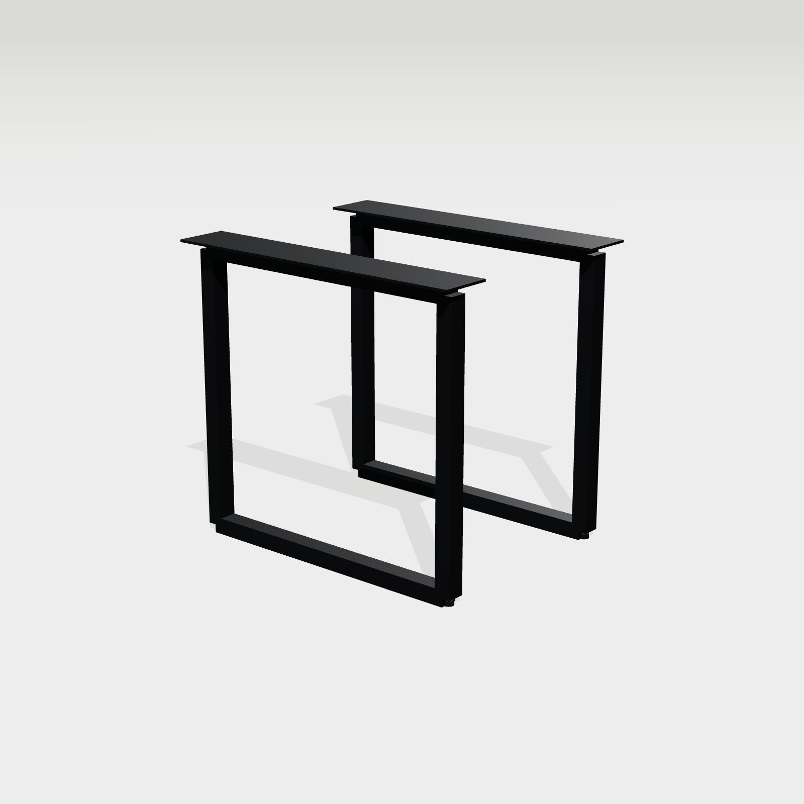 Kufengestell eckig 78 x 72 cm aus Stahl schwarz – Eckiges Kufengestell aus schwarzem Stahl, Satz aus zwei Gestellen