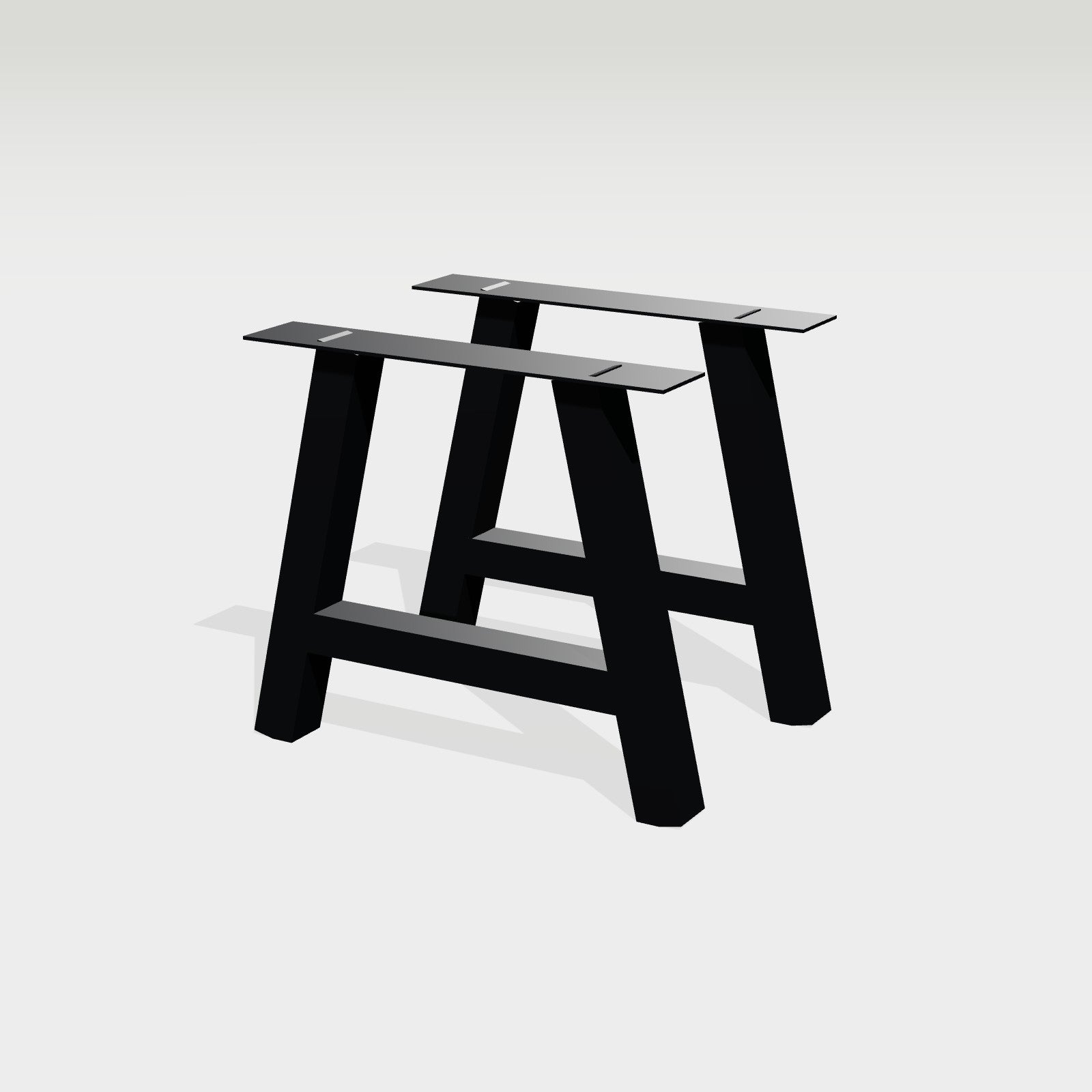 Massives A-Tischgestell 78 x 72 cm aus Stahl, 28,9 kg – Massives A-Tischgestell aus schwarzem Stahl, Satz aus zwei Gestellen