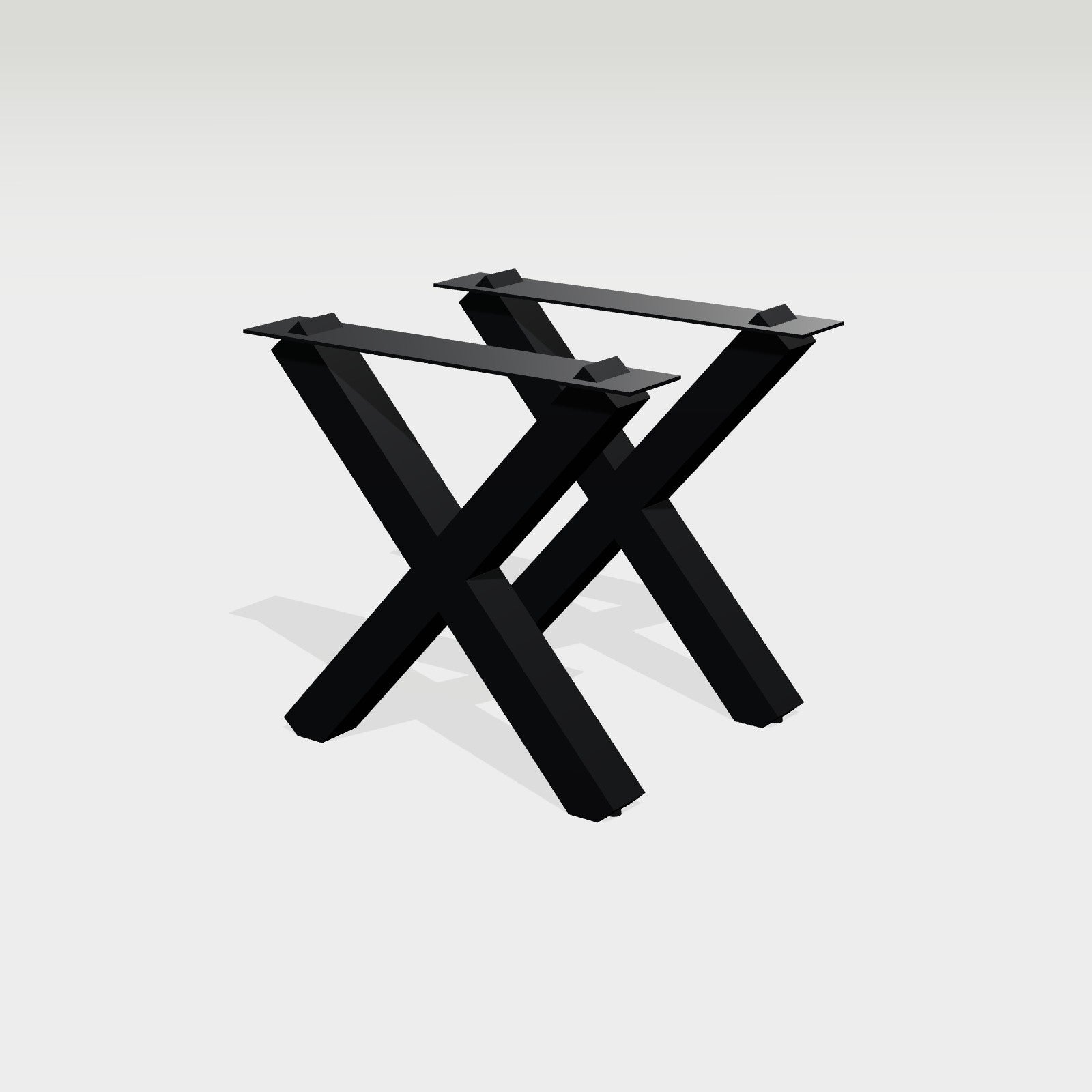 Massives X-Gestell für Tisch 78 x 72 cm, 27,6 kg Stahl – Massives X-Gestell aus schwarzem Stahl, Satz aus zwei Tischgestellen