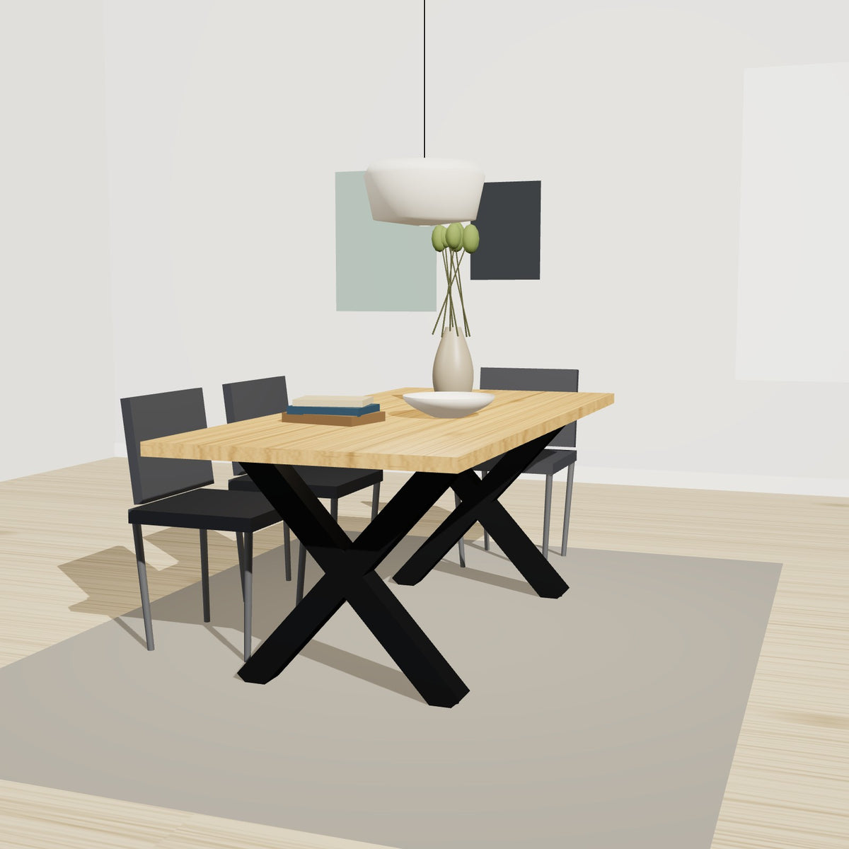 Massives X-Gestell für Tisch 78 x 72 cm, 27,6 kg Stahl – Großansicht 2