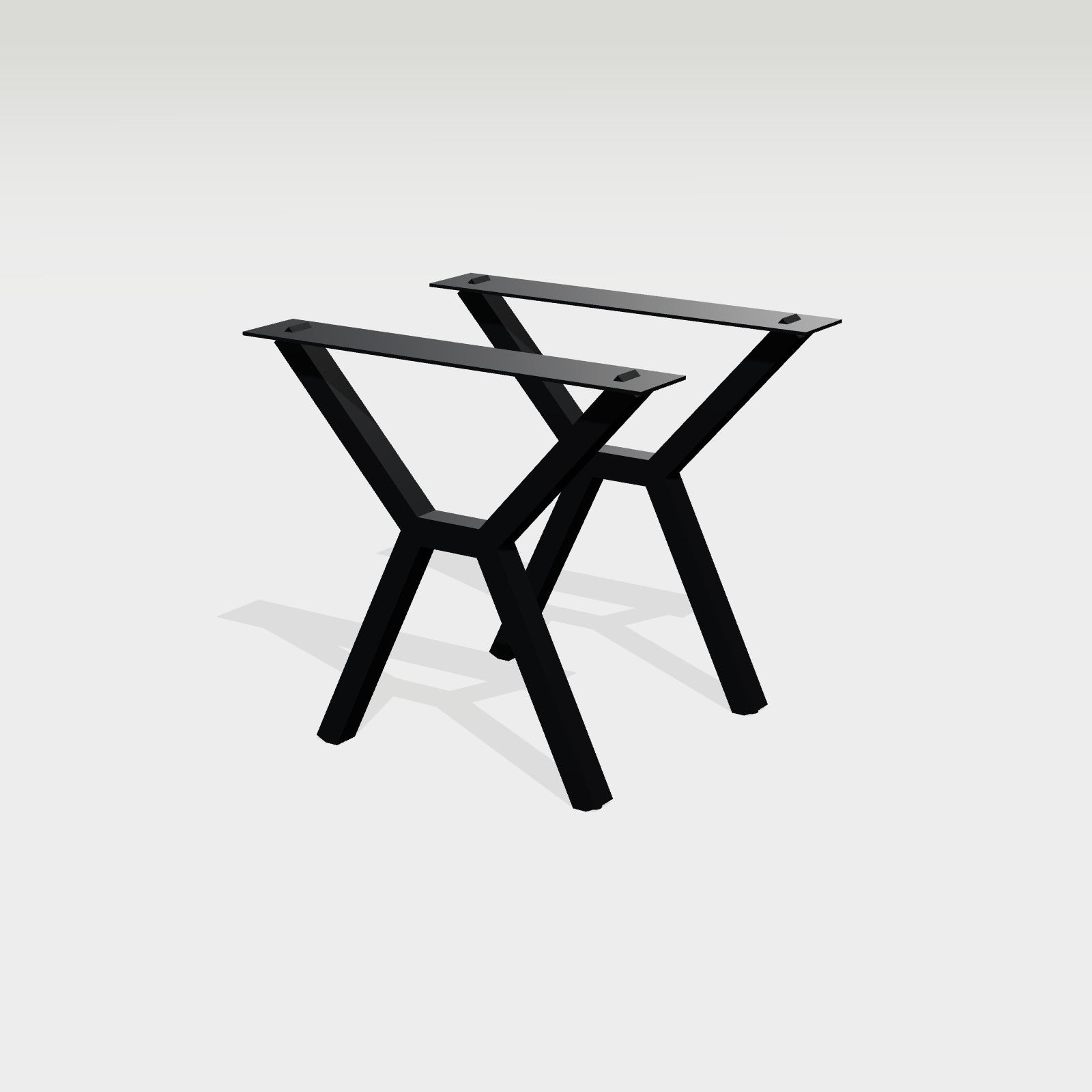 Sanduhr-Tischgestell Y-Form 78 x 72 cm, Stahl schwarz – Sanduhr-Tischgestell in Y-Form aus schwarzem Stahl, Satz aus zwei Gestellen