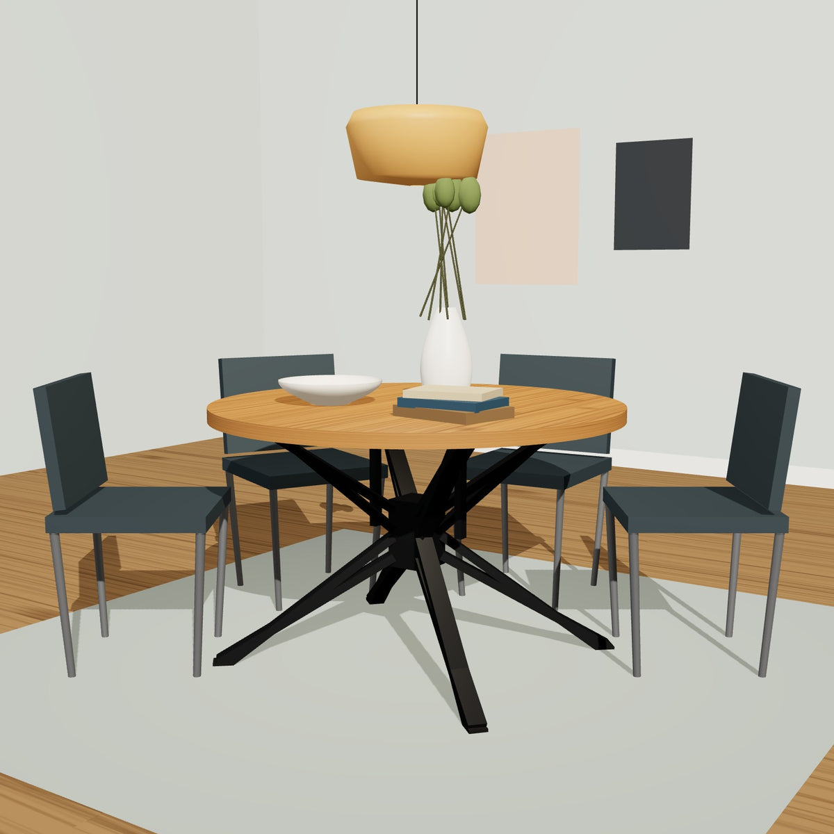 Sterngestell für runde Tische 88 x 77 cm, Stahl schwarz – Großansicht 2