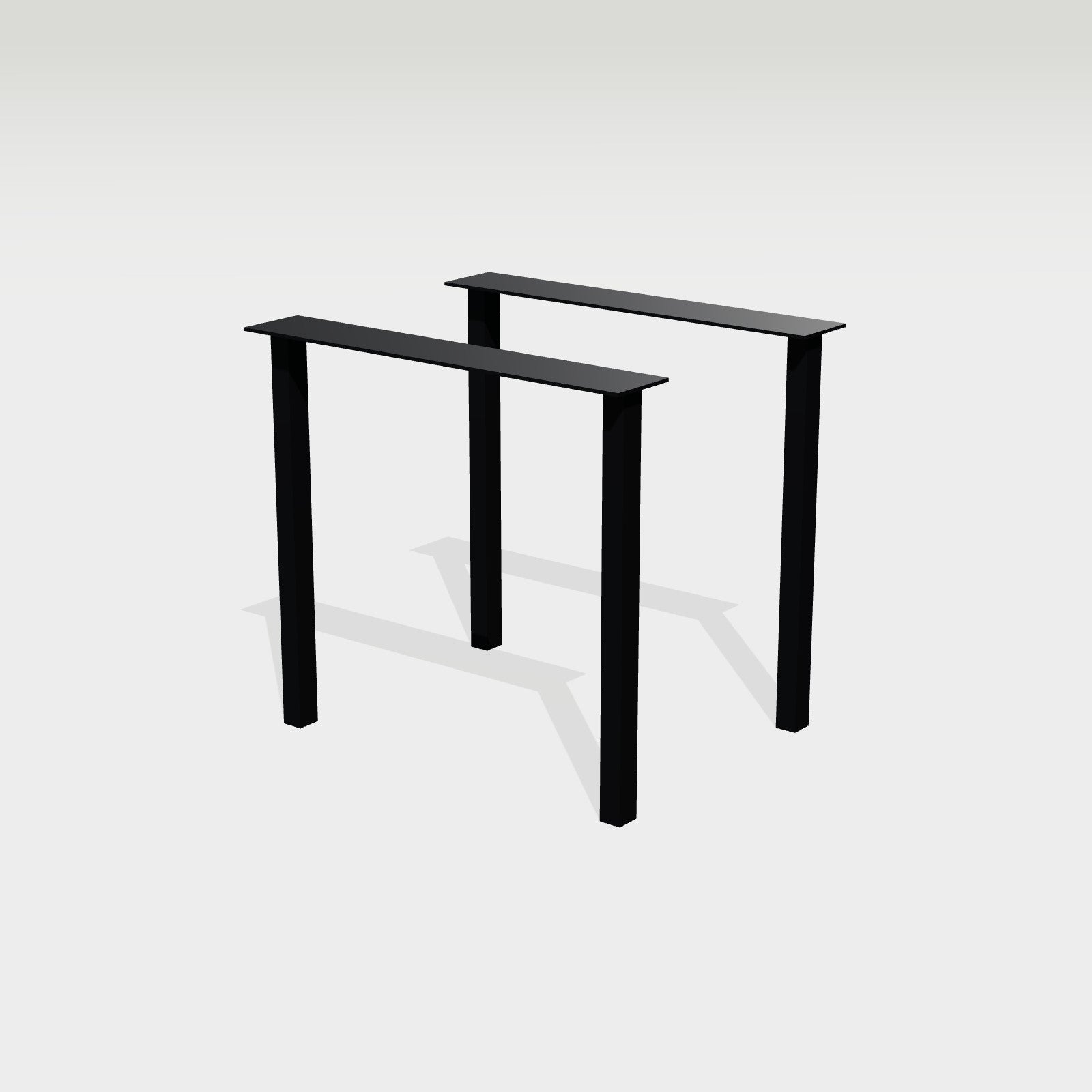 Tischgestell eckig schlank in Portalform 78 x 72 cm, Stahl – Schlankes Tischgestell in Portalform aus schwarzem Stahl, Satz aus zwei Gestellen
