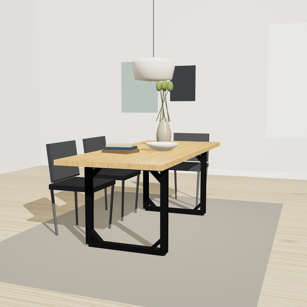 Tischgestell Rechteckrahmen mit Eckverstärkung 70 x 72 cm, Stahl – Großansicht 2