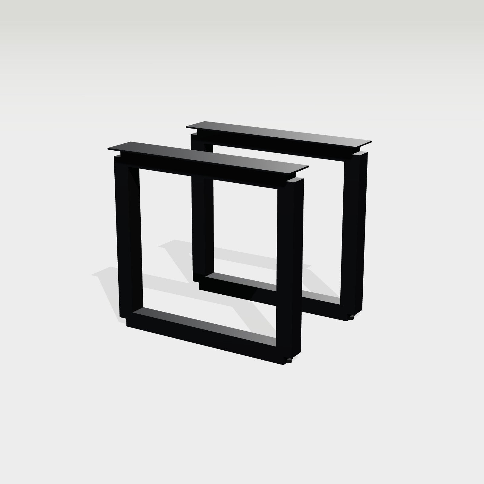 U-Tischgestell massiv 78 x 72 cm aus Stahl schwarz – Massives U-Tischgestell aus schwarzem Stahl, Satz aus zwei Gestellen
