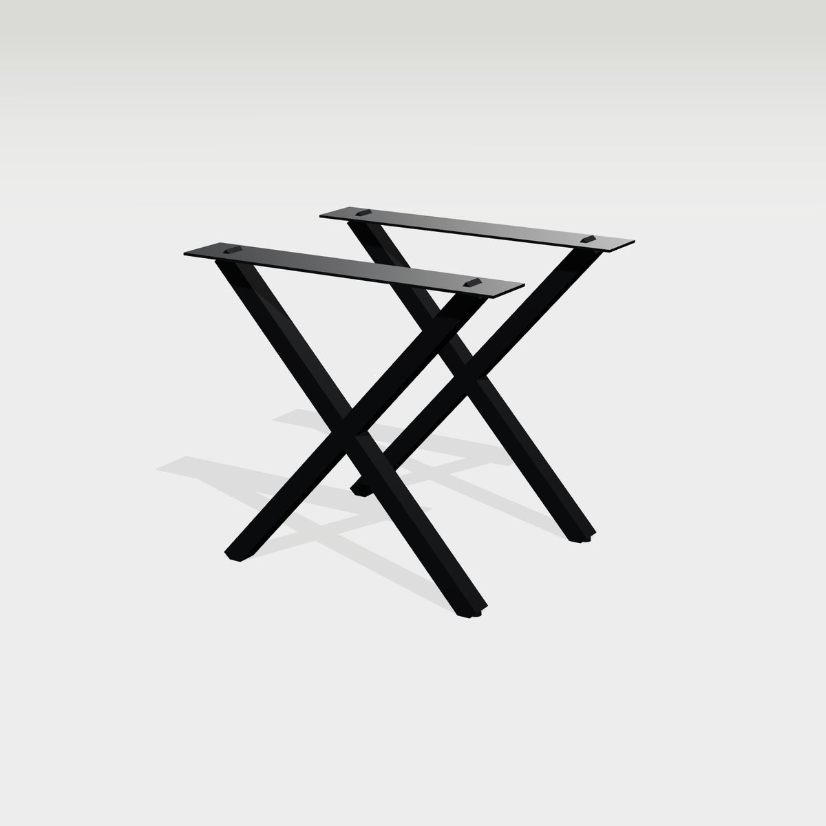 X-Gestell schlank für Tisch 78 x 72 cm, Stahl schwarz – Großansicht 1
