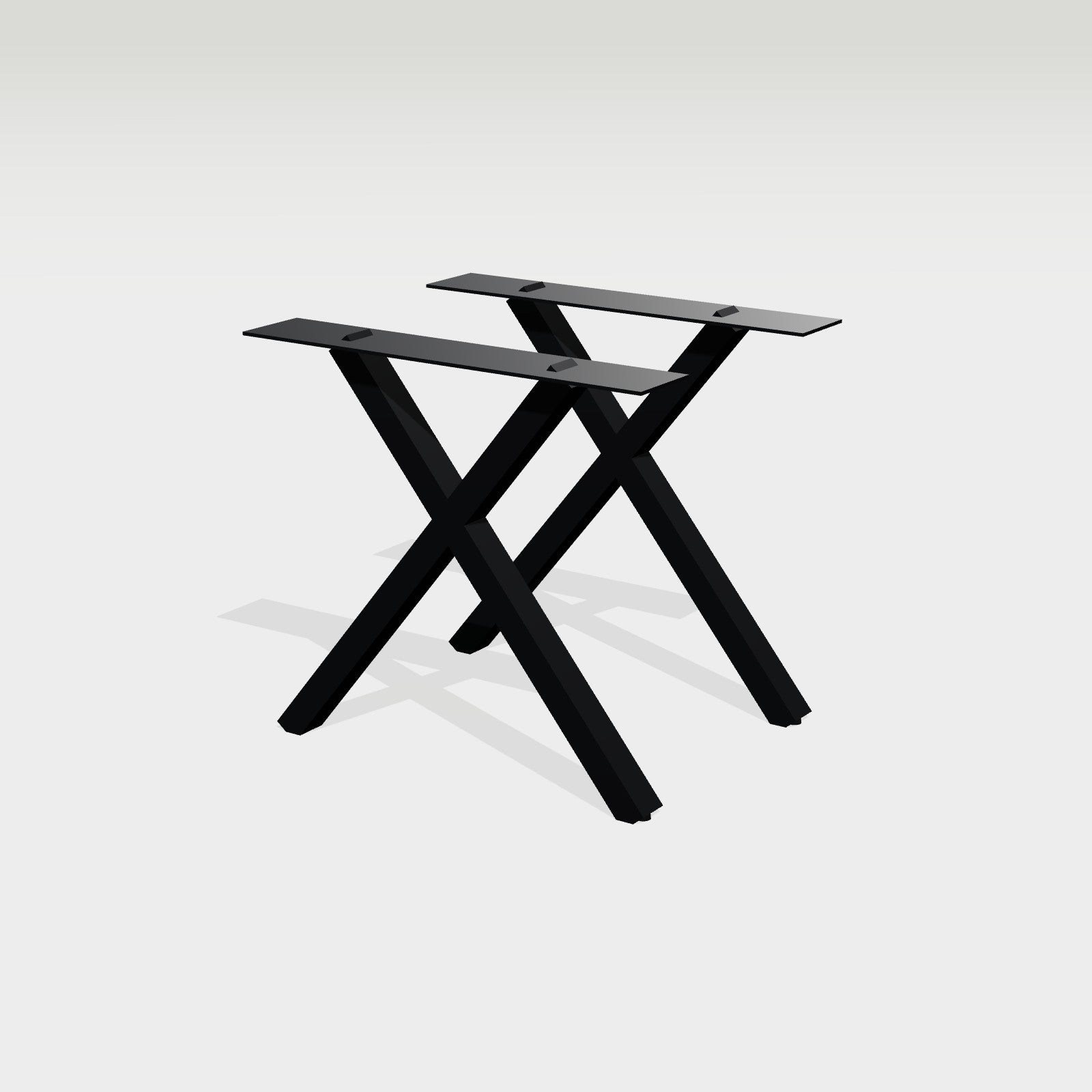 X-Tischgestell mit breitem Stand, 78 x 72 cm, Stahl schwarz – X-Tischgestell mit breitem Stand aus schwarzem Stahl, Satz aus zwei Gestellen