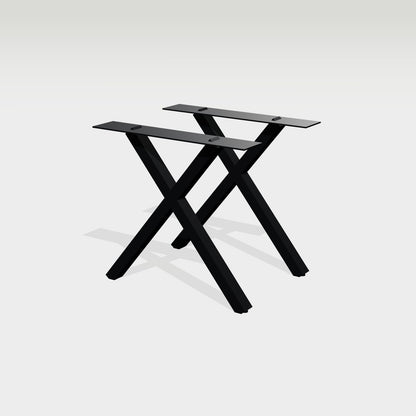 X-Tischgestell mit breitem Stand, 78 x 72 cm, Stahl schwarz – Vorschau 1