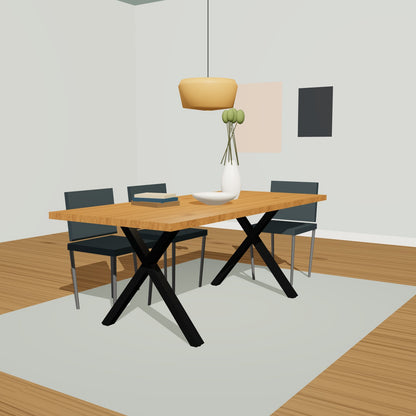 X-Tischgestell mit breitem Stand, 78 x 72 cm, Stahl schwarz – Vorschau 2
